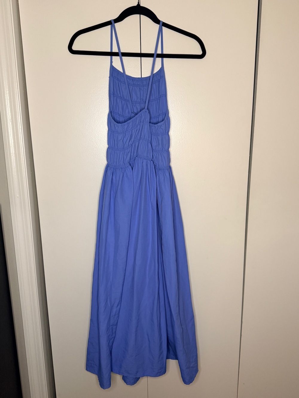 Mango Blue Smocked Spaghetti Cross Strap Dress - Picture 4 of 4